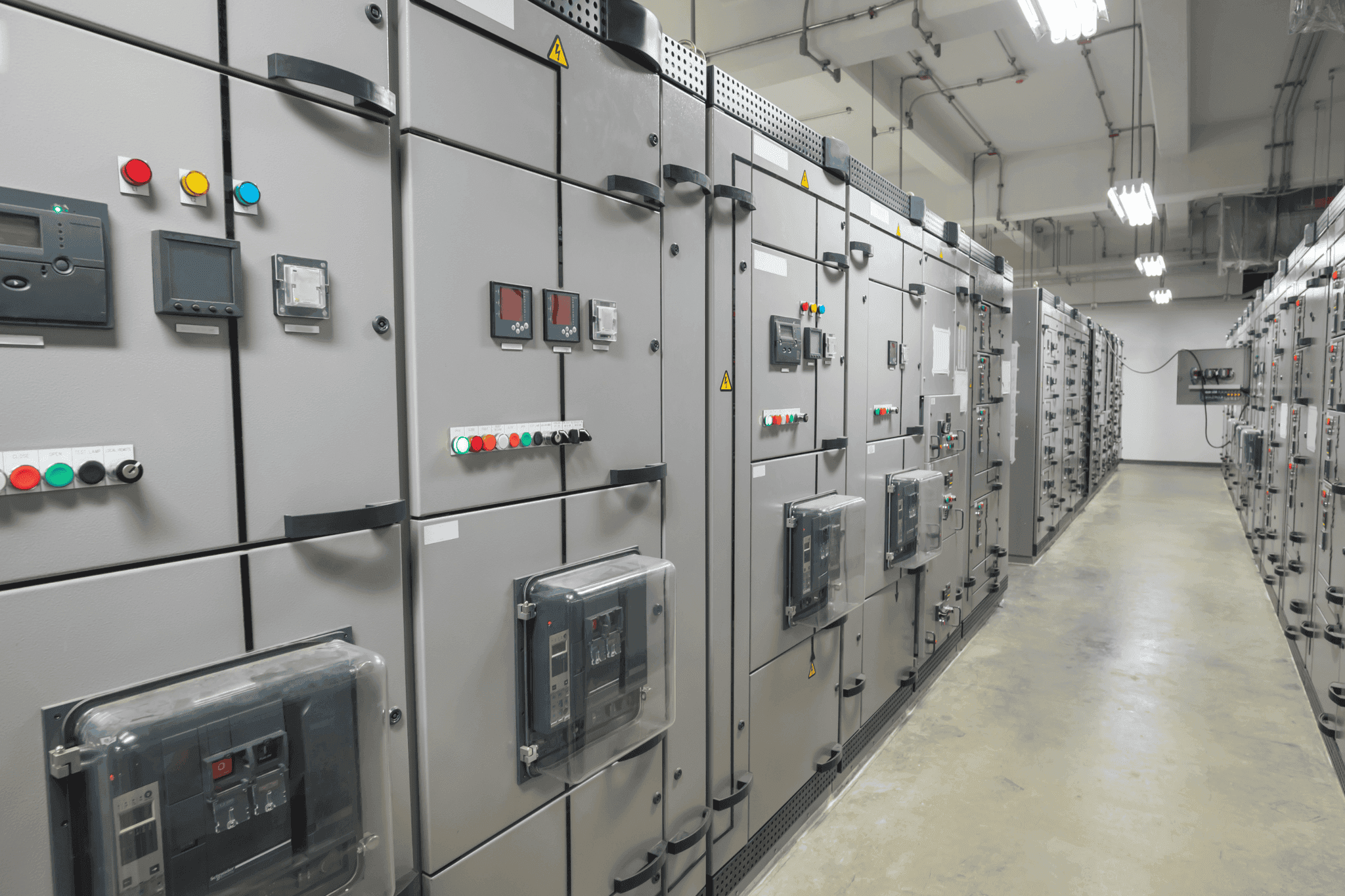 Motor control center with open panels